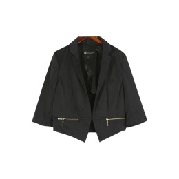 SKLS018 manufacture black cardigan short style suit fashion design zipper pocket suit suit factory cropped blazer   petite blazer SKLS018 manufacture black cardigan short style suit fashion design zipper pocket suit suit factory cropped blazer   petite blazer